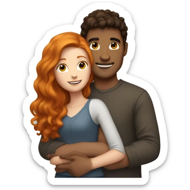 Brunette guy with ginger girl hugging sticker