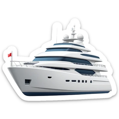 regular sized yacht facing to the left on white background sticker