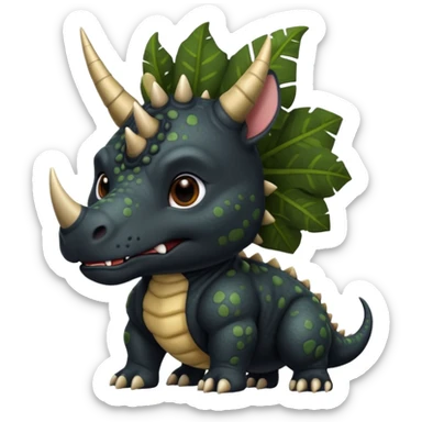 Black pibull dressed as a triceratops black sticker