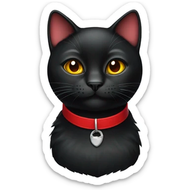 Black cat with red collar sticker