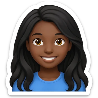 Black  girl black long hair sticker