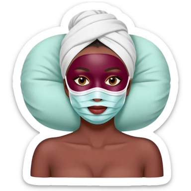 Lady with face mask spa beauty full face relaxing Burgundy sticker