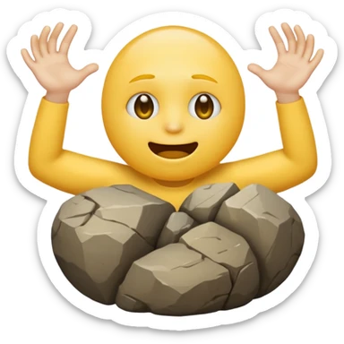 a yellow emoji circle with rock on hands and he looks super drunk sticker