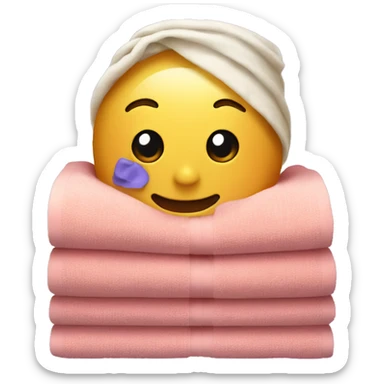 Blushing emoji with spa towel sticker