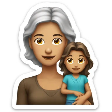 Mamá con una niña blanquita pero el pelo marrón  sticker