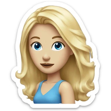 blonde girl portrait Blue eyes shoulder lenght hair  sticker