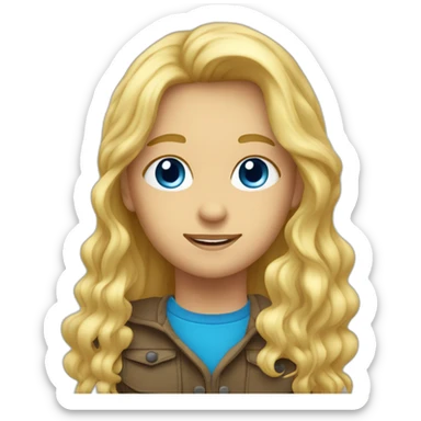 Garcon blond avec de long cheveux et des yeux bleu sticker