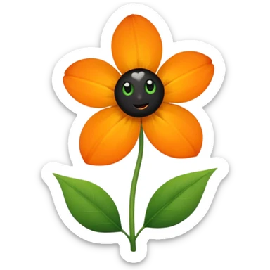 Green stem, white bud with black cartoony face: ;p. And six heart shaped yellowish orange petals sticker