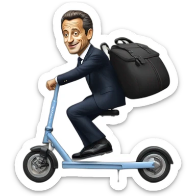 Nicolas Sarkozy sur une trotinette sticker