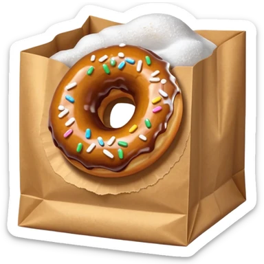 donut in paper bag sticker