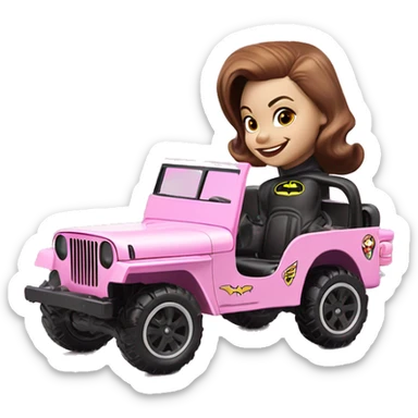 Cute Evil Batgirl 1942 Willy’s light pink army jeep hot wheels  sticker