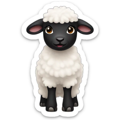a black face white hair lamb with two feet sticker