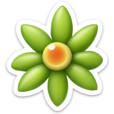 Create an emoji of a small, star-shaped flower with a greenish-yellow color. Inside the flower, include a small, round, reddish-orange berry. sticker