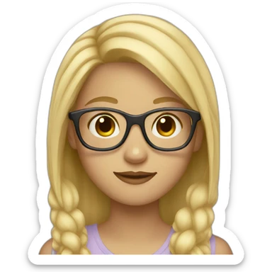 girl with blond hair and glasses sticker