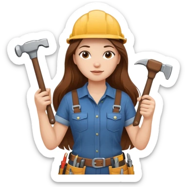 beautiful girl with long brown hair renovating her apartment sticker