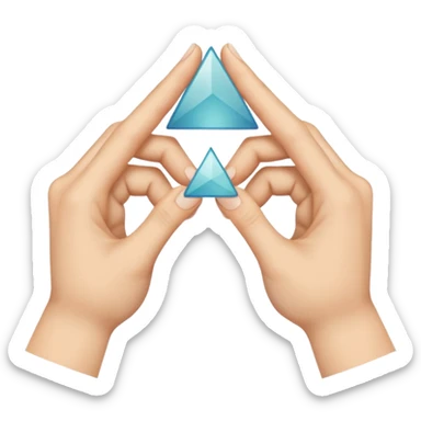 Similar to the heart hands emoji, this emoji should show a triangle created by the fingers of the hands where the two thumbs form the first side of the triangle and the remaining four fingers of each hand create one side each sticker