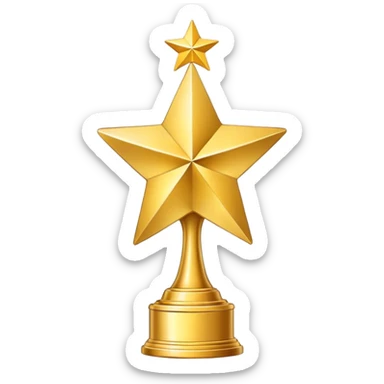 Gold trophy with a star on top sticker