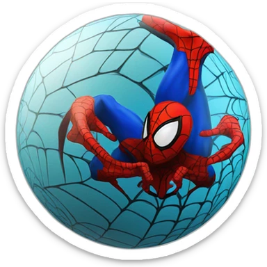 3d sphere with a cartoon Spider man skin texture sticker