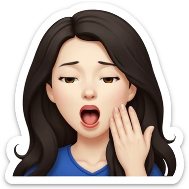 yawning dark long hair woman sticker
