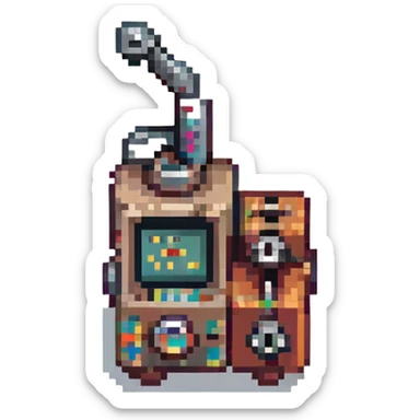 tattoo machine, pixel art style, retro, small and blocky sticker