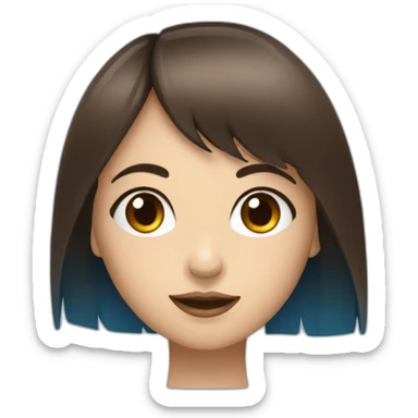 Fille aux yeux bleu brune avec une frange sticker