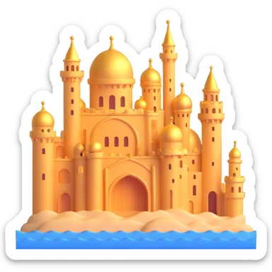underwater golden city with glowing domes and towers sticker