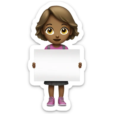 A girl holding placard with "why" written on it sticker