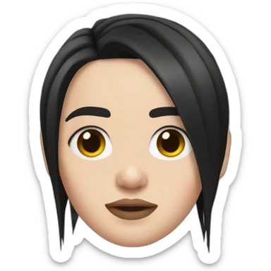 Billie Eilish with black hair and red roots sticker