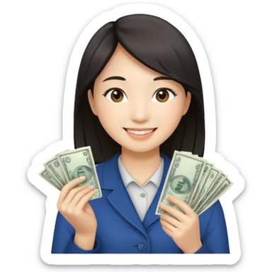 Hot Asian girl with money  sticker