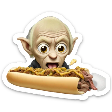 Donald Trump as Gollum eating cheesesteak sticker