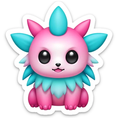Cute cool edgy kawaii pink-Turquoise-gradient fakemon-creature sticker