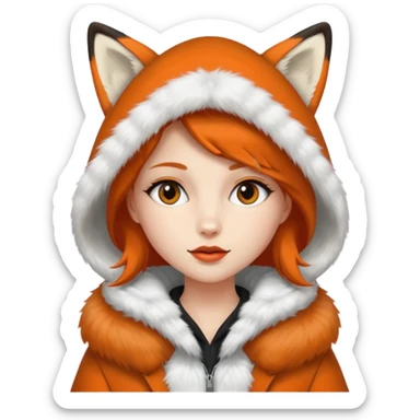Girl, Fox Fur White Coat with Hood sticker