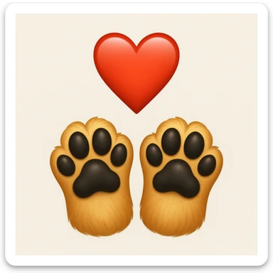 Make the puppy paws black, keep the heart and original style (original style was apple style emojis) sticker