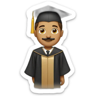 tan boy with mustache and graduation sticker