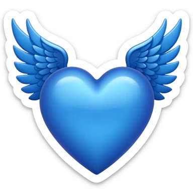 blue heart with wings sticker