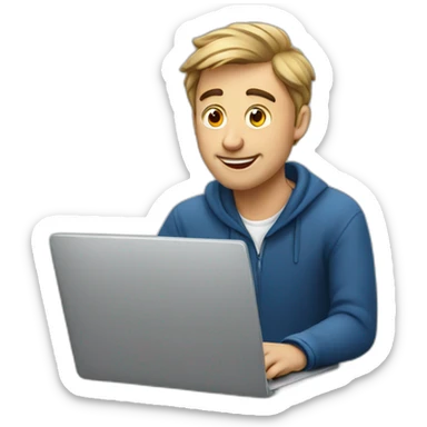 european guy using laptop sticker