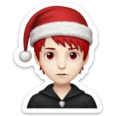 pale emo vampire boy with Christmas hat sticker
