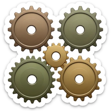 , slight diagonal orientation, thick smooth white sticker outline, muted industrial/military color palette, soft studio lighting, subtle gradients, minimal panel lines, flat simplified markings, matte materials, clean modern emoji style, icon-readable at small size, no background. sticker