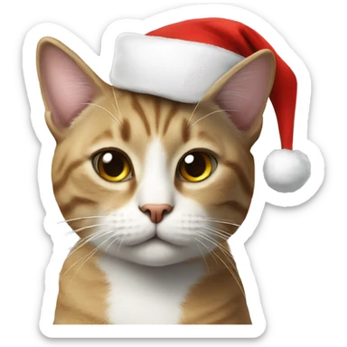 Cat wearing a santa hat sticker