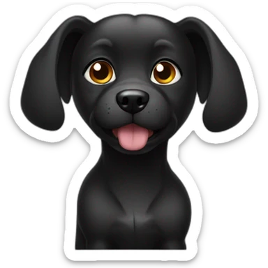 A black Chinese pastoral dog, a girl staring at it sticker