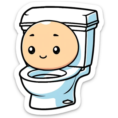 person with head in toilet bowl sticker