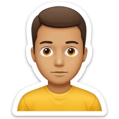 a standard man wearing a t-shirt, yellow, face and shoulders sticker