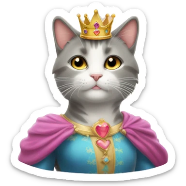 Un gatto con corona da principessa che è su un arcobaleno  sticker
