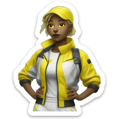 cyberpunk yellow girl in tennis uniform sticker