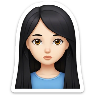 Chica de cabello negro, lacio y largo sticker