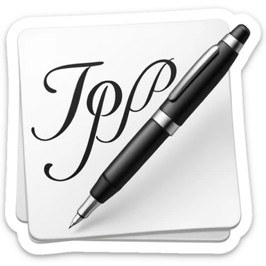 pen writing initials "JP" sticker
