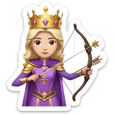 Archer Queen with crossbow, crown, purple and gold outfit sticker