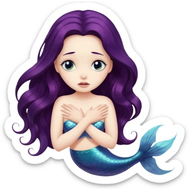 a sad mermaid sticker
