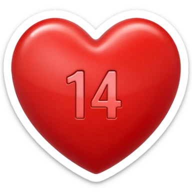 the number "14" in a red heart sticker