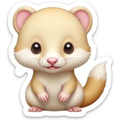 White cute Kawaii adorable stoat-weasel-hybrid sticker
